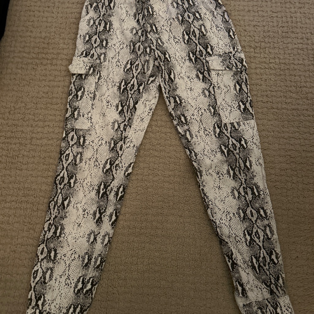 Snakeskin cargo pants
